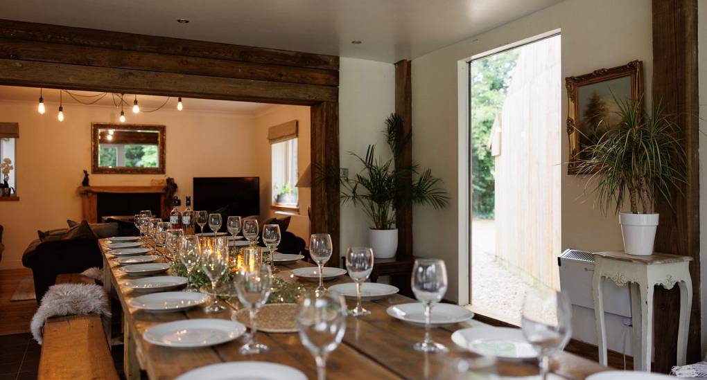 Dining table view into the lounge