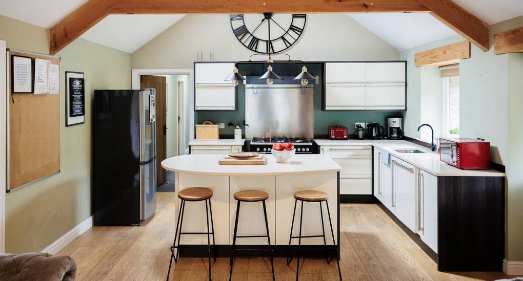 Wooden beams in kitchen