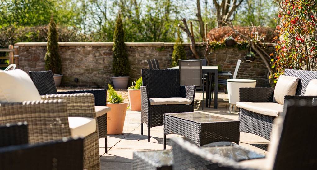 Garden seating near fire pit