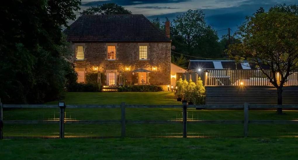 The house with lights at night