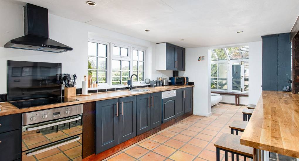 Kitchen view of hob and extractor 