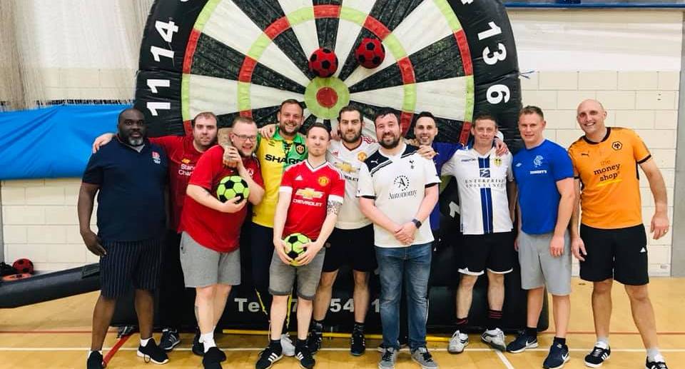 Stag do pose after playing footdarts