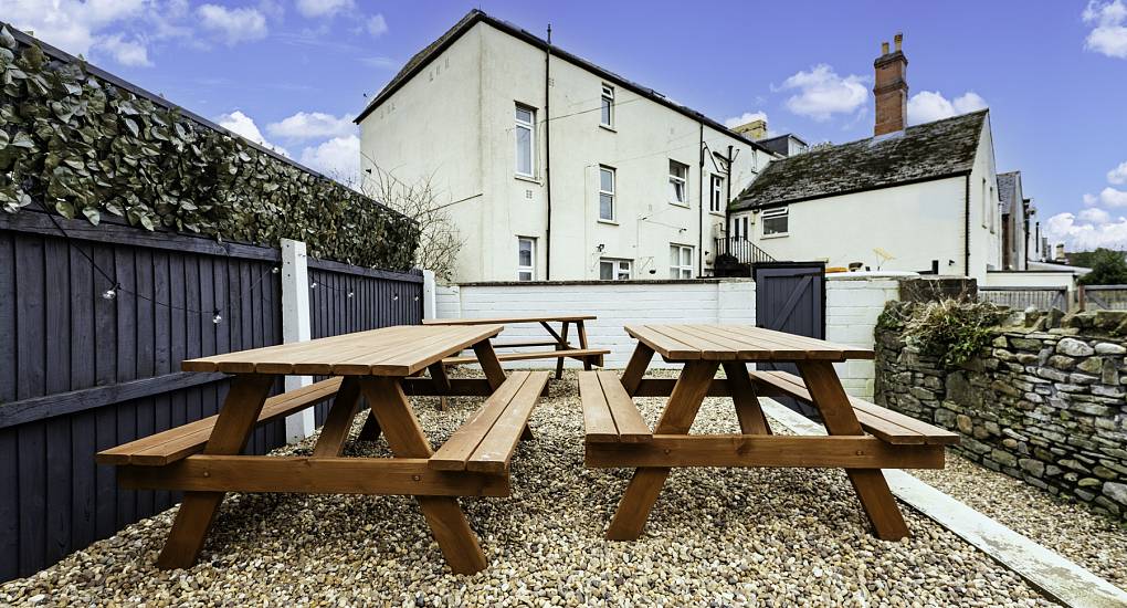 Pub style garden seating in garden