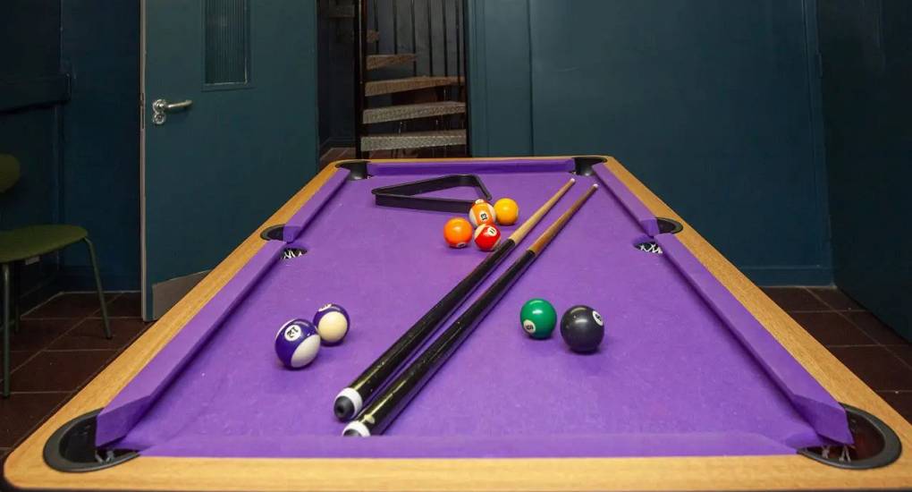 A close up picture of the pool table at the Cardiff stag accommodation, the Bunkhouse