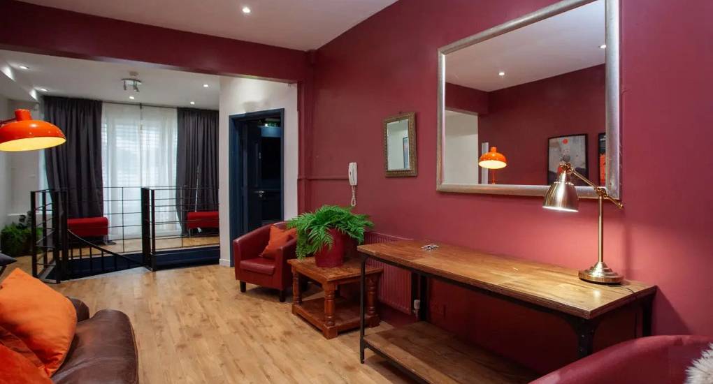 a view of the lounge area at the Cardiff party house The Bunkhouse