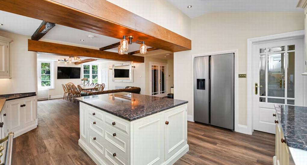 Stunning and spacious social kitchen with all mod cons at The Parsonage, a luxury Nottingham hen party house.