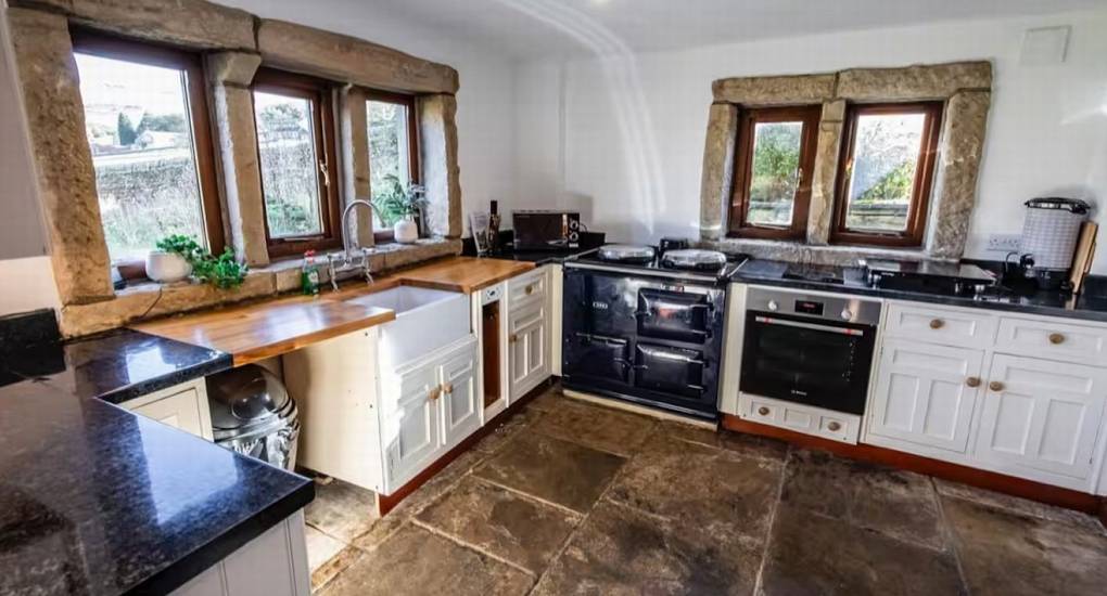 Modern, well-equipped kitchen at The Stabletree: Self-catering Hen Party House for up to 10 guests