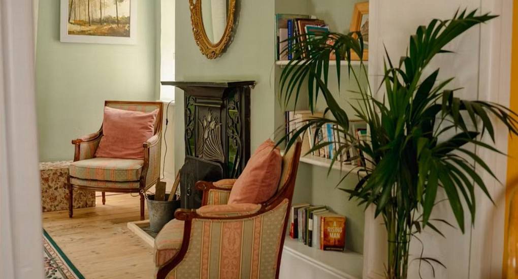 The perfect place to chill and relax with twi very comfortable chairs in front of the fire place at the Wye House.