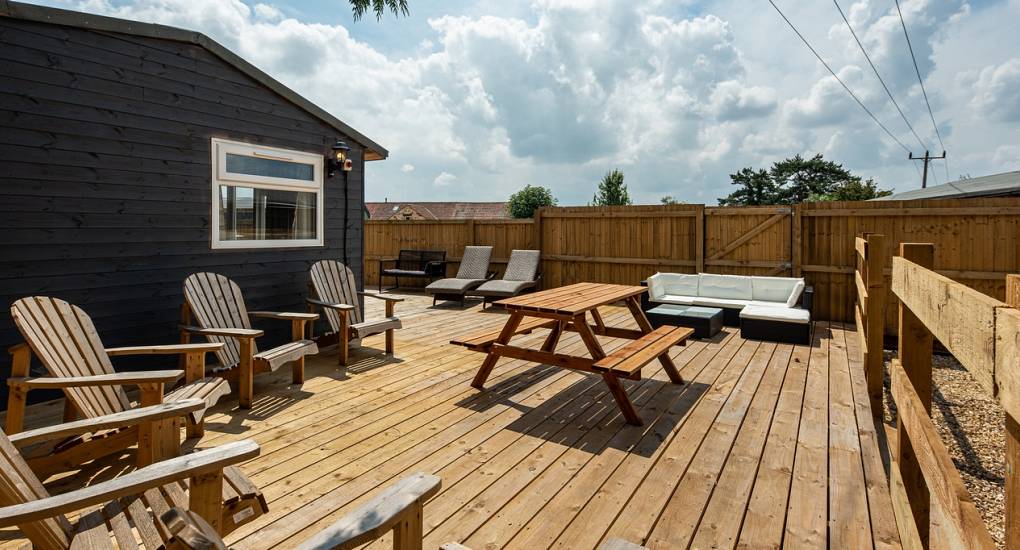 The decking area is big enough for your stag or hen do