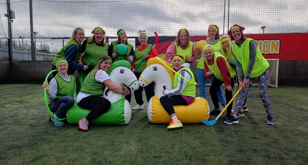Hens pose for Old School Sports day pic